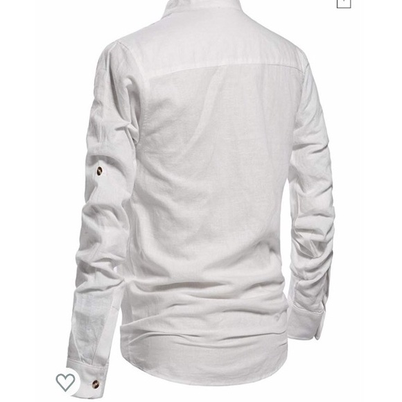 White Long Sleeve Linen Shirt (S) - Picture 3 of 5